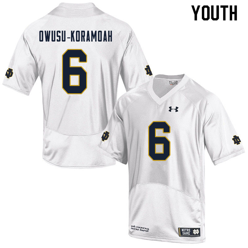 Youth #6 Jeremiah Owusu-Koramoah Notre Dame Fighting Irish College Football Jerseys Sale-White